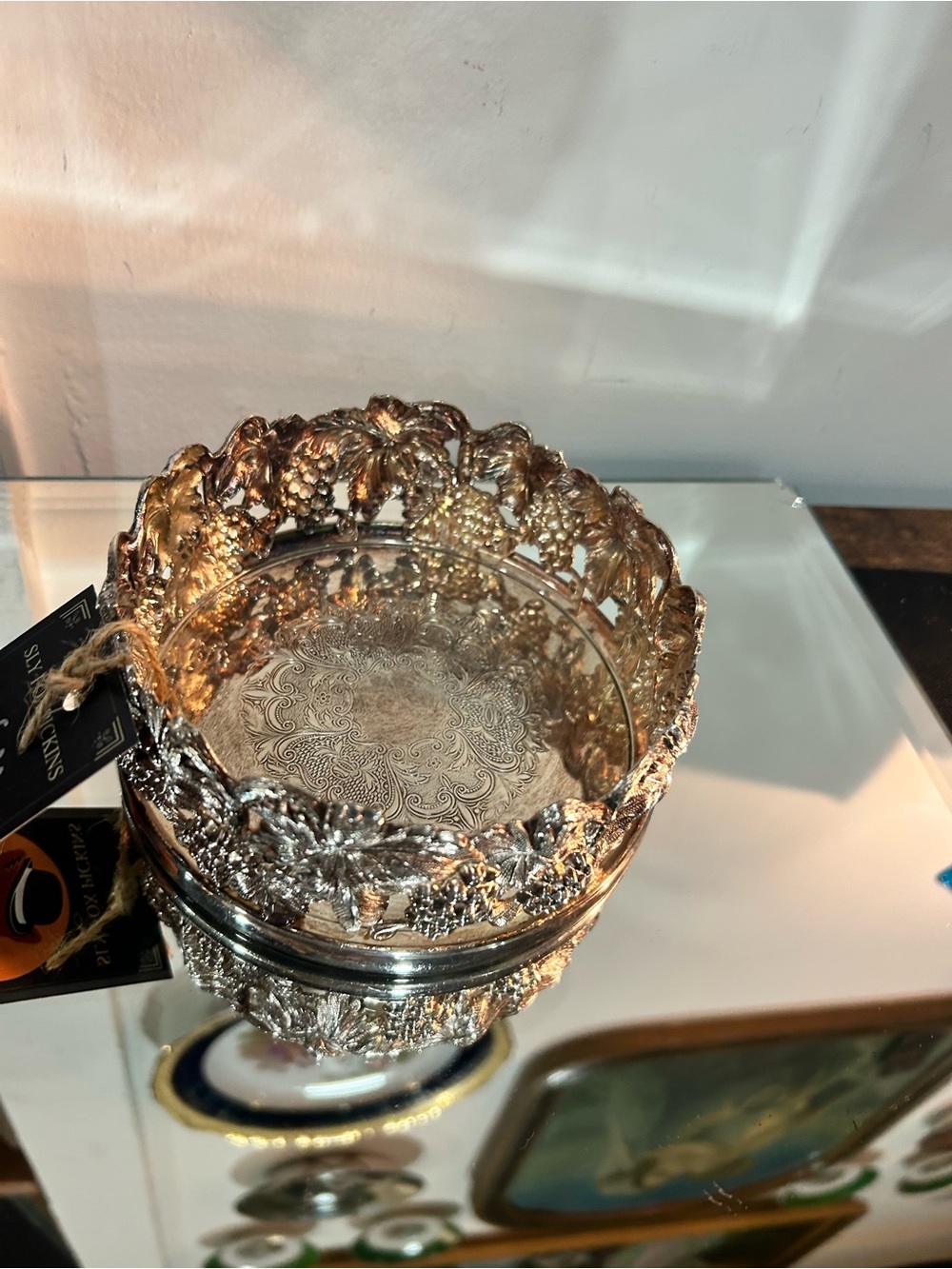Vintage silver plate, wine coaster